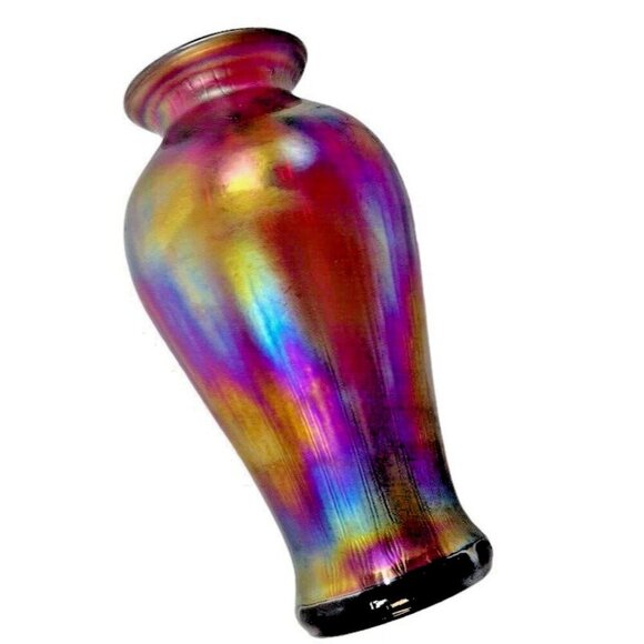 Fenton Other - Fenton Amberina Optic Collection Ruby Blue Orange Iridescent Glass Vase signed